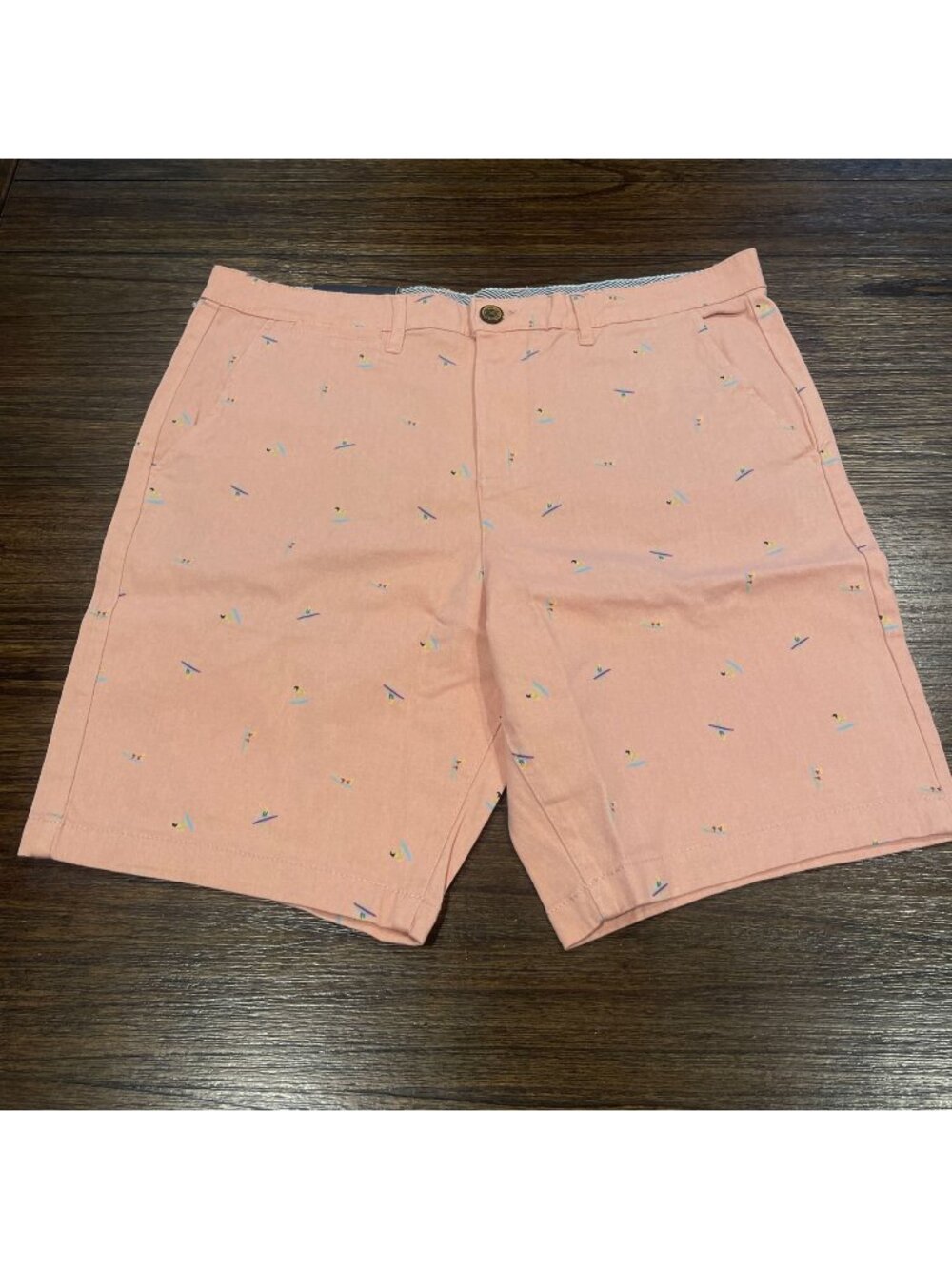 NWT Jachs Surfboard Print Chino Short Sz 32 Pink Stretch 9" Bleecker Summer